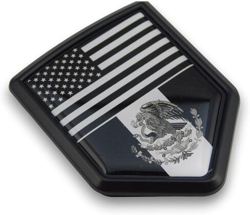 USA Mexico Black and White Flag Black Shield Car Bike Decal Crest Emblem in Saudi Arabia