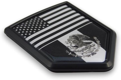 USA Mexico Black and White Flag Black Shield Car Bike Decal Crest Emblem in Saudi Arabia
