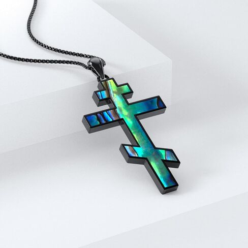 Wooden Cross Necklace for Men 925 Sterling Silver Orthodox/Jesus Cross/St Michael/Bible Verse Necklace Christian Jewelry Meaningful Religious Gifts for Men in Saudi Arabia