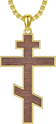 Wooden Cross Necklace for Men 925 Sterling Silver Orthodox/Jesus Cross/St Michael/Bible Verse Necklace Christian Jewelry Meaningful Religious Gifts for Men in Saudi Arabia