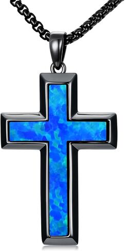 Wooden Cross Necklace for Men 925 Sterling Silver Orthodox/Jesus Cross/St Michael/Bible Verse Necklace Christian Jewelry Meaningful Religious Gifts for Men in Saudi Arabia