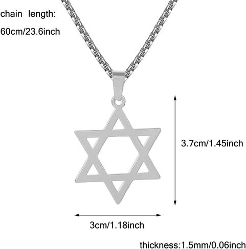 2 قطعة نجمة داود قلادة السداسية قلادة القوطية الشرير السائق روك الهيب هوب قلادة قلادة للرجال النساء - الفضة والأسود in Kuwait