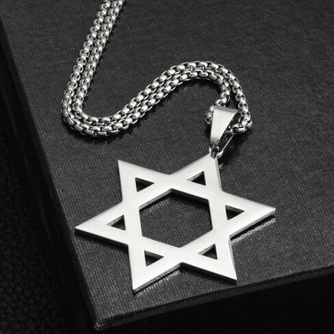 2 قطعة نجمة داود قلادة السداسية قلادة القوطية الشرير السائق روك الهيب هوب قلادة قلادة للرجال النساء - الفضة والأسود in Kuwait