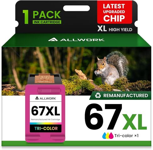 67XL Ink Cartridge Replacement for HP 67 XL Remanufactured for HP Ink 67 67XL for DeskJet 2755e 2700 2855e 2800 2752 2742e 4155e 4255e 4100 Envy 6055 6055e 6455e Printer 1-Pack Tri-Color in Kuwait
