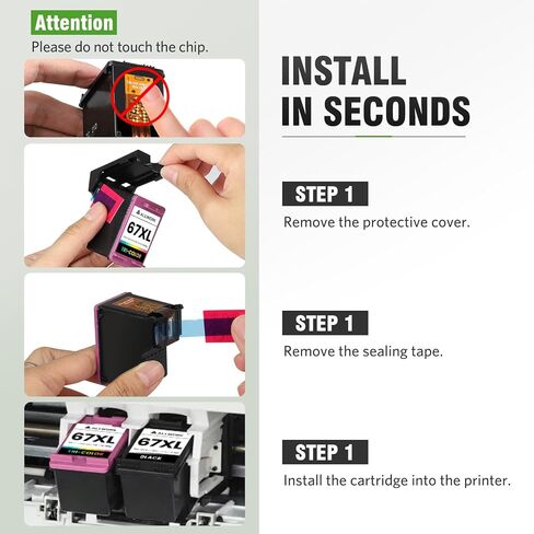 67XL Ink Cartridge Replacement for HP 67 XL Remanufactured for HP Ink 67 67XL for DeskJet 2755e 2700 2855e 2800 2752 2742e 4155e 4255e 4100 Envy 6055 6055e 6455e Printer 1-Pack Tri-Color in Kuwait
