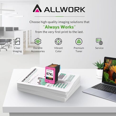 67XL Ink Cartridge Replacement for HP 67 XL Remanufactured for HP Ink 67 67XL for DeskJet 2755e 2700 2855e 2800 2752 2742e 4155e 4255e 4100 Envy 6055 6055e 6455e Printer 1-Pack Tri-Color in Kuwait