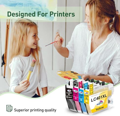خراطيش حبر LC401XL LC401 MFC-J1010DW لخراطيش حبر Brother MFC-J1010DW MFC-J1012DW MFC-J1170DW MFC-J1800DW MFC J1010DW 401XL خراطيش حبر LC401 - 4 عبوات أسود سماوي أرجواني أصفر in Kuwait