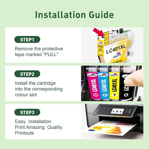 خراطيش حبر LC401XL LC401 MFC-J1010DW لخراطيش حبر Brother MFC-J1010DW MFC-J1012DW MFC-J1170DW MFC-J1800DW MFC J1010DW 401XL خراطيش حبر LC401 - 4 عبوات أسود سماوي أرجواني أصفر in Kuwait