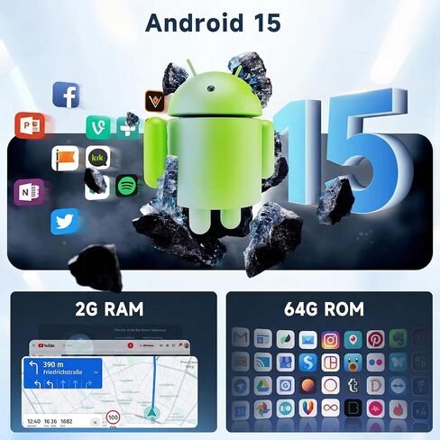 [8 CORE 2G+64G] Car Radio for Volkswagen VW Beetle 2004-2010 with Wireless Carplay/Android Auto, 9 Inch Android 13 IPS Touch Screen Car Stereo, Bluetooth, GPS Navi, WiFi, SWC, DSP + Backup Camera in Kuwait