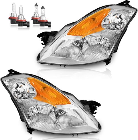 Headlights Assembly for 2007-2009 Nissan Altima 4Dr Sedan Halogen Headlamp Replacement, High/Low Beam W/Bulbs, Driver&Passenger Side in Saudi Arabia