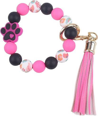 باو مطرز المفاتيح سوار مع شرابة سوار من السيليكون السوار مفتاح حامل المعصم سلسلة مفاتيح لمفاتيح السيارة للنساء in Kuwait