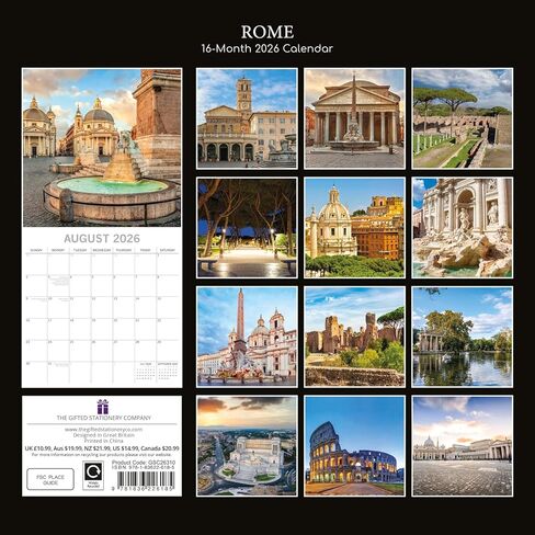 The Gifted Stationery 16-Month Square Wall Calendar - Passport Artwork & Planner Sticker Set - 2026 Wall Calendar with Stickers - Easy Hang Planner - Sep 2025-Dec 2026, 12 x 12 in in Saudi Arabia
