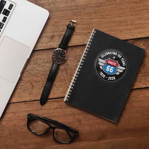 100th Anniversary Route 66 Bumper Sticker, Black Round Southwest Decal for Hydroflask Water Bottle, Vintage New Mexico Arizona Road Trip Decal in Saudi Arabia
