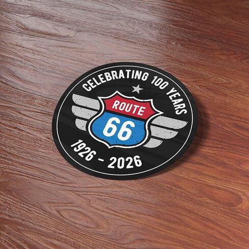 100th Anniversary Route 66 Bumper Sticker, Black Round Southwest Decal for Hydroflask Water Bottle, Vintage New Mexico Arizona Road Trip Decal in Saudi Arabia