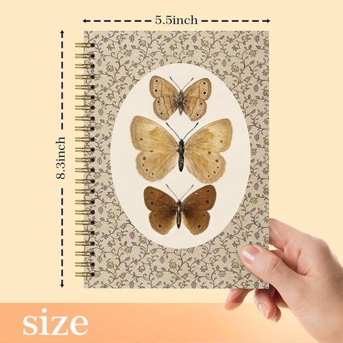 Vintage Butterfly Spiral Journal Notebook, Butterfly Journal for Women, Retro Aesthetic Journal Notebooks for Note Taking, Office Supplies Gifts for Women, 5.5x8.3 Inch 5.5x8.3 in Kuwait