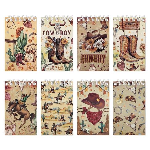 8 Pieces Small Spiral Notepad Western Cowboy Memo Books Mini Notebook Pocket Memo Pad for Home, Office, College, School Supplies Cowboy Lover Gifts, 2.4 x 3.9 Inch in Saudi Arabia