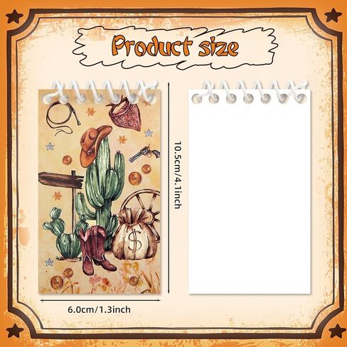 8 Pieces Small Spiral Notepad Western Cowboy Memo Books Mini Notebook Pocket Memo Pad for Home, Office, College, School Supplies Cowboy Lover Gifts, 2.4 x 3.9 Inch in Saudi Arabia