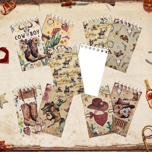 8 Pieces Small Spiral Notepad Western Cowboy Memo Books Mini Notebook Pocket Memo Pad for Home, Office, College, School Supplies Cowboy Lover Gifts, 2.4 x 3.9 Inch in Saudi Arabia