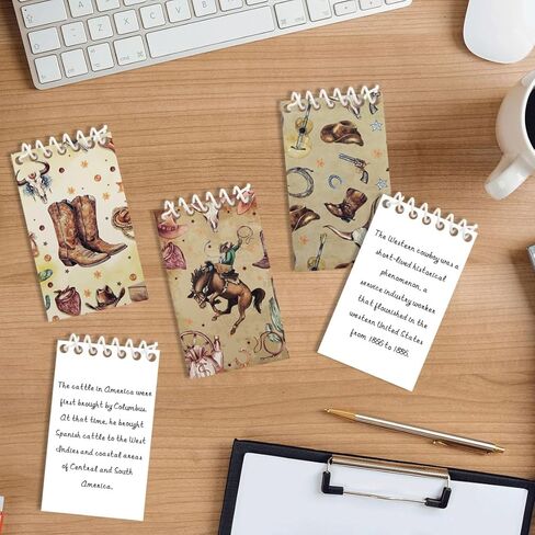 8 Pieces Small Spiral Notepad Western Cowboy Memo Books Mini Notebook Pocket Memo Pad for Home, Office, College, School Supplies Cowboy Lover Gifts, 2.4 x 3.9 Inch in Saudi Arabia