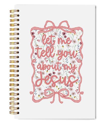 Welshower Coquette Pink Bow Floral Christian Notebook Journal 5.5x8.3, Let Me Tell You About My Jesus Bible Journaling Notebooks for Note Taking, Girly Religious Scripture Hardcover Spiral Notebook in Saudi Arabia
