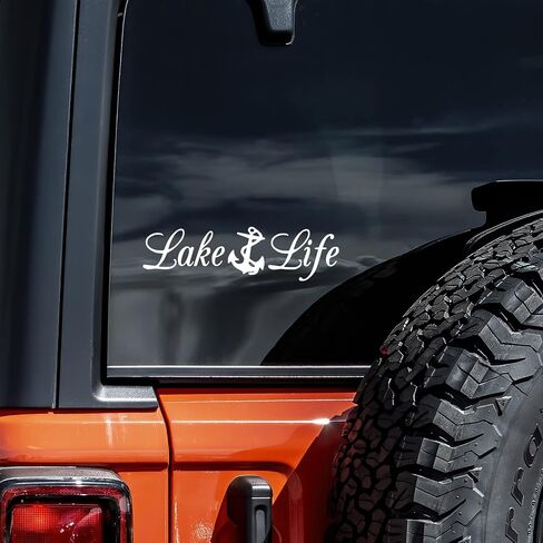 Lake Life Decal Vinyl Sticker Auto Car Truck Wall Laptop | White |8" x 2" in Saudi Arabia