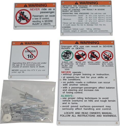 Warning Decals Stickers Labels Aluminum Backed Compatible with Yamaha Raptor Blaster Banshee in Kuwait