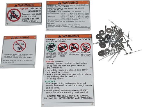 Warning Decals Stickers Labels Aluminum Backed Compatible with Yamaha Raptor Blaster Banshee in Kuwait