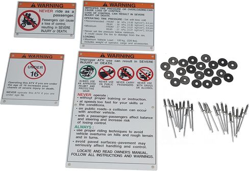 Warning Decals Stickers Labels Aluminum Backed Compatible with Yamaha Raptor Blaster Banshee in Kuwait