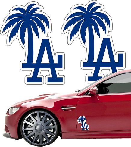 2-Pack Los Angeles Palm Tree Logo Decal Sticker for Car, Truck, Window, or Bumper - Vibrant and Colorful Design, Durable Vinyl Material, 4.5 x 3.5 Inches. in Kuwait