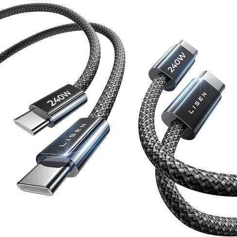 كابل LISEN 240 واط USB C إلى USB C سلك شحن سريع من النوع C، كابل شحن iPad لأجهزة iPad Pro/Air/Mini، iPhone 16/16 Pro/16 Plus/16 Pro Max، Google Pixel، Samsung Galaxy S24 Ultra، 6.6FT/White in Saudi Arabia