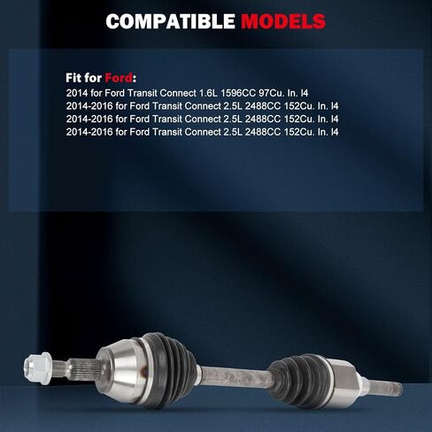 cciyu 66-2351 66-2352 Front Left & Right CV Axle Shaft Assembly For Ford For Transit Connect 2014-2016 in Saudi Arabia