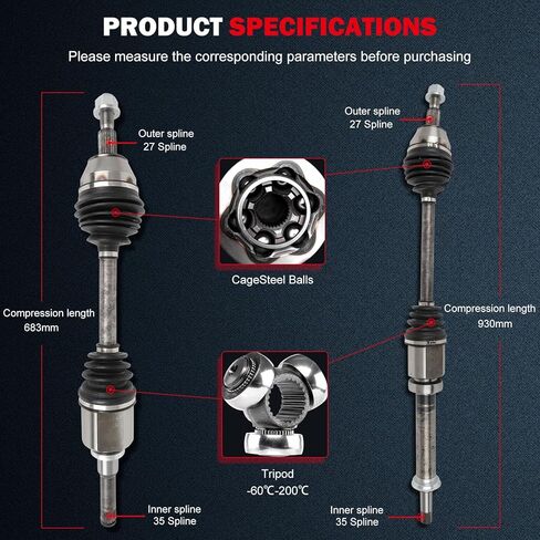 cciyu 66-2351 66-2352 Front Left & Right CV Axle Shaft Assembly For Ford For Transit Connect 2014-2016 in Saudi Arabia