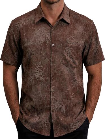 Mens Hawaiian Shirts Short Sleeve Button Down Summer Shirt Casual Floral Tropical Beach Shirts with Pocket in Kuwait