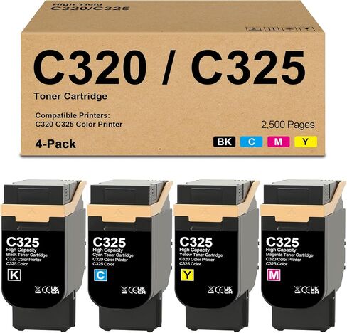 C320 / C325 Toner Cartridges 2,500 Pages Replacement for Xerox 006R04820 006R04821 006R04822 006R04823 Work with C320 C325 Printer Toner Cartridge (Black Cyan Magenta Yellow) in Saudi Arabia