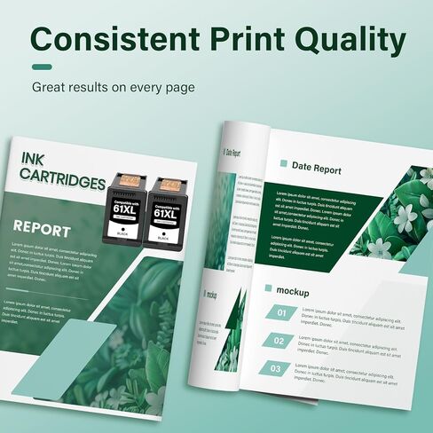 خرطوشة حبر سوداء 61XL 61 بديلة لخراطيش حبر HP Ink 61 XL لطابعات HP Envy 4500 5530 4502 4501 5535 OfficeJet 4630 DeskJet 2540 Printer (عبوتان، أسود) in Kuwait