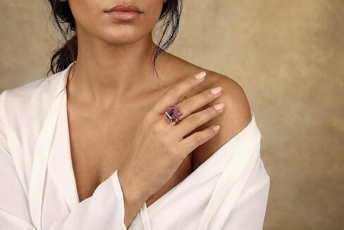 Rose Gold Natural Rhodonite Ring - Artisan Rings for Women - Everyday Fashion Jewelry Ring, Customized Statement Gold Rings - Choice of Size and Material in Kuwait