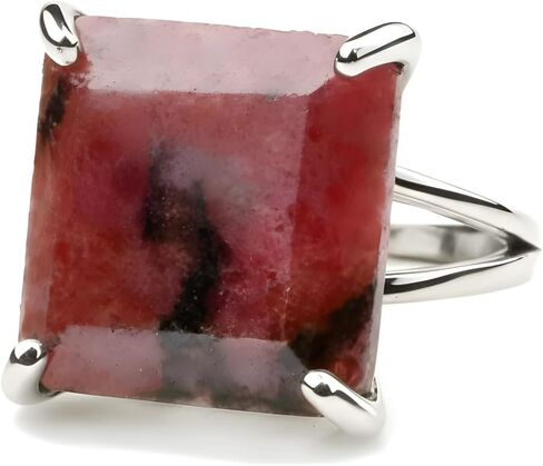 Rose Gold Natural Rhodonite Ring - Artisan Rings for Women - Everyday Fashion Jewelry Ring, Customized Statement Gold Rings - Choice of Size and Material in Kuwait