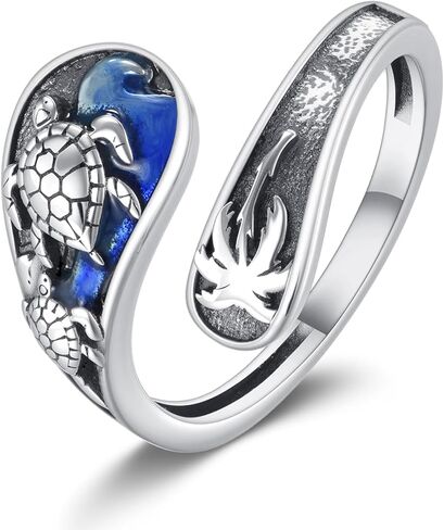 URONE Turtle Spoon Ring Sterling Silver Sea Turtle Thumb Ring Ocean Jewelry Gifts for Women in Saudi Arabia