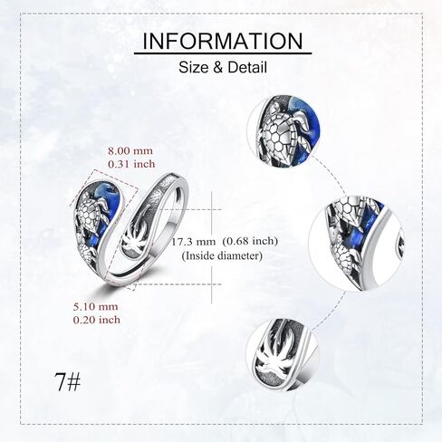 URONE Turtle Spoon Ring Sterling Silver Sea Turtle Thumb Ring Ocean Jewelry Gifts for Women in Saudi Arabia