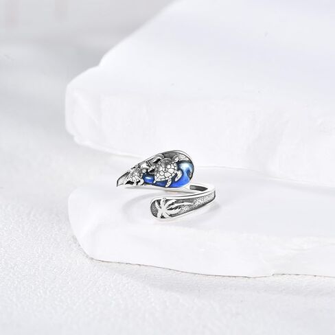 URONE Turtle Spoon Ring Sterling Silver Sea Turtle Thumb Ring Ocean Jewelry Gifts for Women in Saudi Arabia