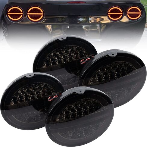 C6 كورفيت LED مجموعة مصابيح إشارة الانعطاف الخلفية لسيارة تشيفي كورفيت 2005-2013 C6 ZR1 Grand Sport 427 Base Z06 مصابيح خلفية من الكربون Vette للقيادة ومصابيح الفرامل عدسة مدخنة OEM 22762674 25958215 in Saudi Arabia