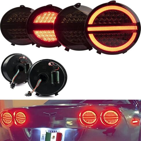C6 كورفيت LED مجموعة مصابيح إشارة الانعطاف الخلفية لسيارة تشيفي كورفيت 2005-2013 C6 ZR1 Grand Sport 427 Base Z06 مصابيح خلفية من الكربون Vette للقيادة ومصابيح الفرامل عدسة مدخنة OEM 22762674 25958215 in Saudi Arabia
