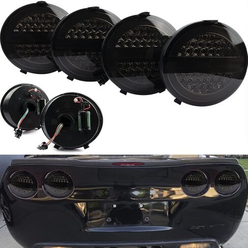 C6 كورفيت LED مجموعة مصابيح إشارة الانعطاف الخلفية لسيارة تشيفي كورفيت 2005-2013 C6 ZR1 Grand Sport 427 Base Z06 مصابيح خلفية من الكربون Vette للقيادة ومصابيح الفرامل عدسة مدخنة OEM 22762674 25958215 in Saudi Arabia
