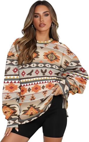 Womens Sweatshirts Crewneck Oversized Pullover Sweaters for Women S-3XL Fall Winter Cute Tops in Kuwait