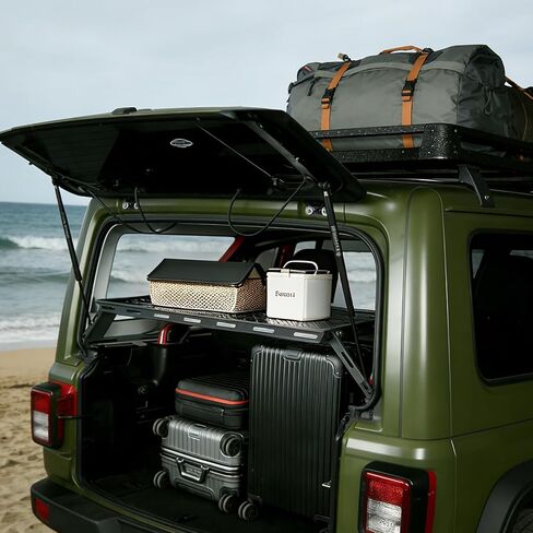 Confote Rear Trunk Cargo Rack Basket Tray Compatible with 2007-2025 Jeep Wrangler JK JL 4-Door Hardtops, Heavy Duty Steel Luggage Rack Shelf for Camping Trip Gear in Kuwait