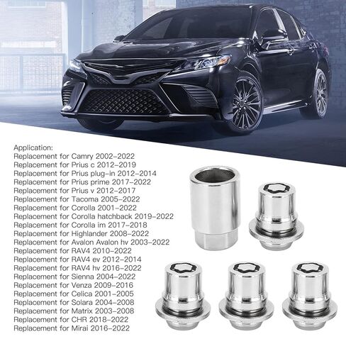 Wheel Lock Lug Nuts, M12x1.5 Wheel Lock Lug Nut Set 1.3in Height Replacement for IS300 IS250 IS350 IS200T ES300 ES330 ES350 ES300H ISF Car Wheel Locking Lug Nut Kit OE 0001699115 0027600900 in Kuwait