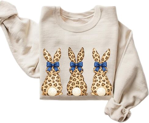 Leopard Print Bunny Trio Graphic Tee for Kids – Trendy Easter T-Shirt in Kuwait