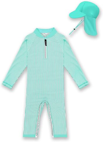 ملابس سباحة WeVSwe للأطفال حديثي الولادة من الطفح الجلدي وأكمام طويلة بعامل حماية من أشعة الشمس 50+ ملابس سباحة للحماية من الشمس مع مجموعة قبعات الشمس in Kuwait