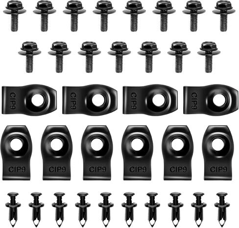 35 PCS Engine Under Cover Splash Shield Guard Body Bolts Screws, Durable & Wear-Resistant Car Bumper Fender Liner Push Retainer Clips, Universal for Cars, SUVs, Trucks (Black) in Saudi Arabia
