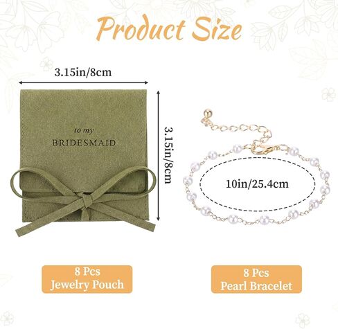 16 Pcs Bridesmaid Gift Pearl Bracelet Including 8 Linen Cotton Small Drawstring Bags 8 Knot Bracelet for Wedding Party Favors in Saudi Arabia